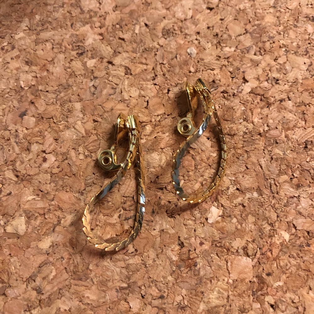 Monet gold chain clip on earrings